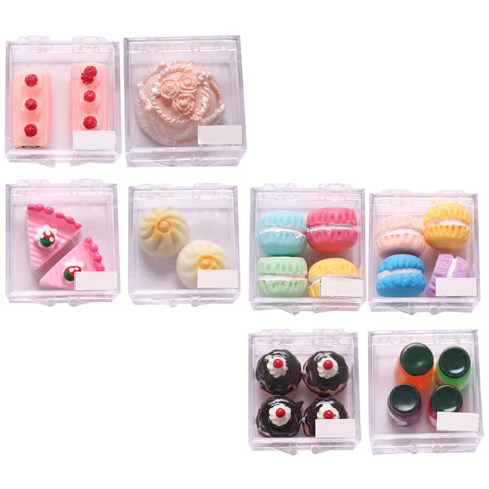 

8 комплектов, ассортимент мини-десертов, мини-домик, украшение для ролевых продуктов, искусственный торт, хлеб, десерт, домашний декор, искусственный торт