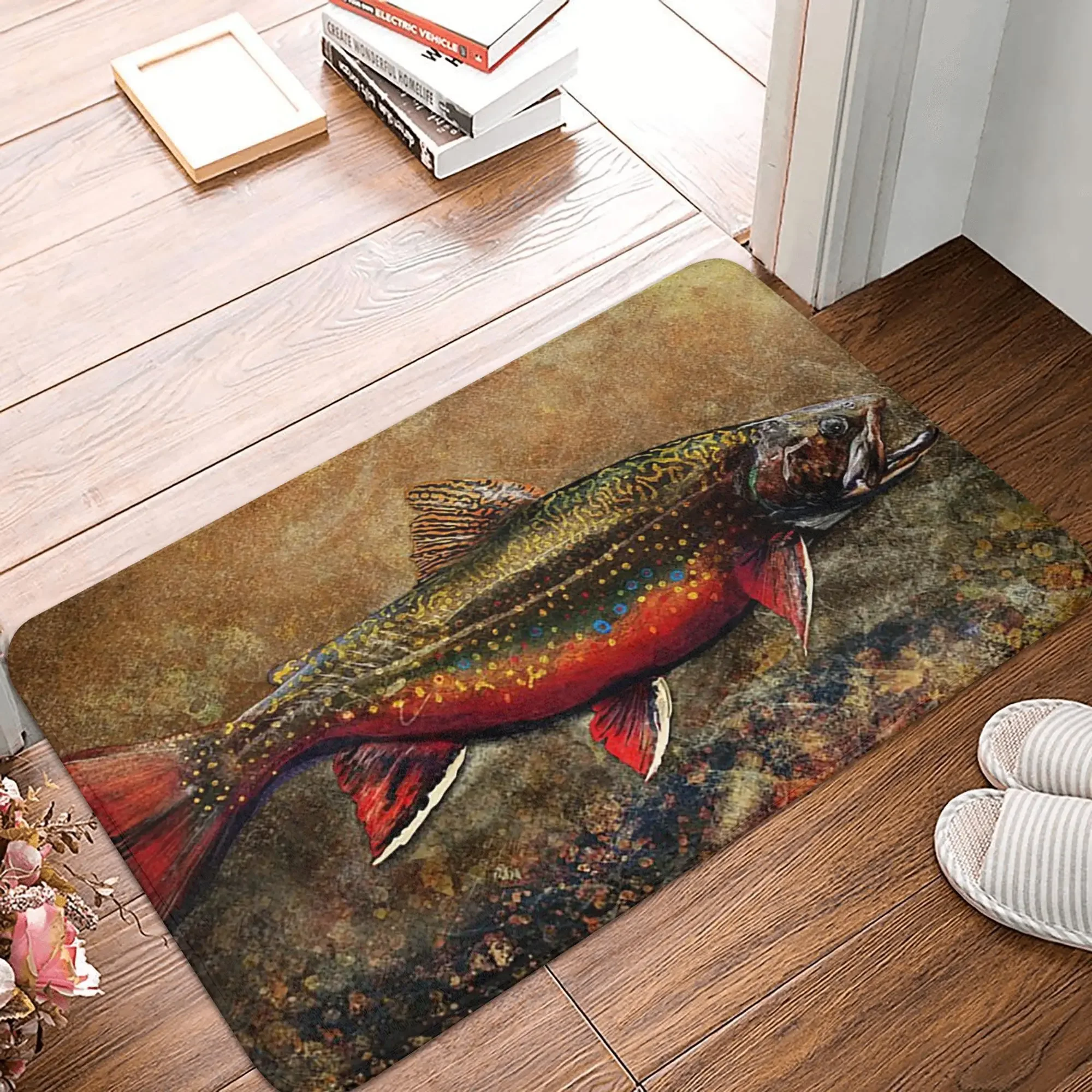 Spawning Male Brook Trout Anti-slip Doormat Floor Mat Sand Scraping Carpet Rug for Kitchen Entrance Home Balcony Footpad Mats