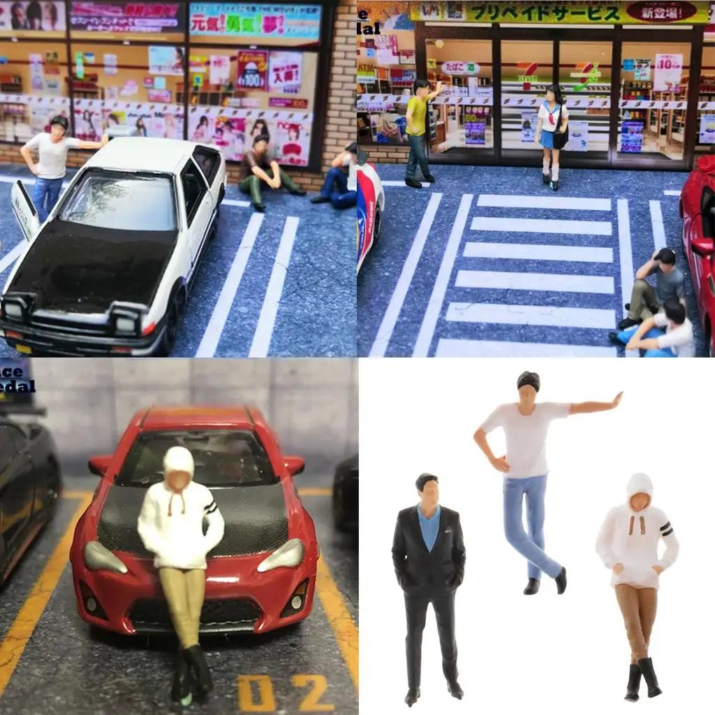 3 ชิ้น 1:64 ตัวอักษรคนเค้าโครงทิวทัศน์รุ่น Group Decor