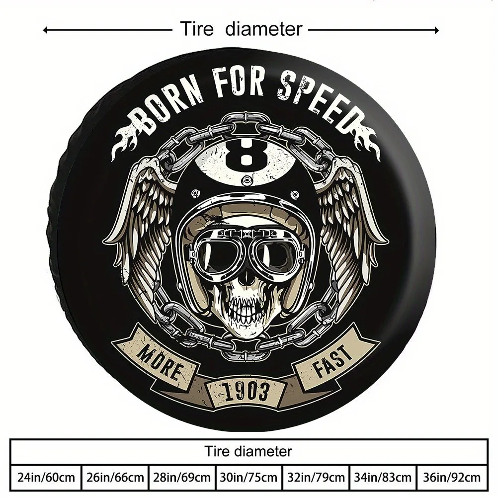 

Чехол для запасного колеса Born for Speed Skull Wings из прочного полиэстера, защитный виниловый чехол для колес