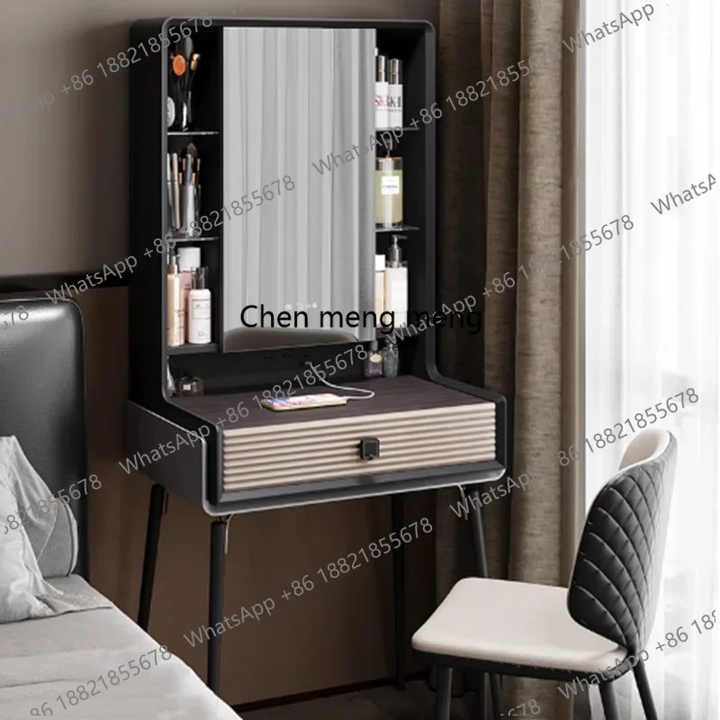 

Черный туалетный столик с зеркалом и стулом, современный, с полками, для спальни, мебель для зоны отдыха