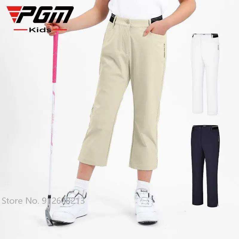 PGM Girls Elastic Waistband Trousers Children Casual Golf Pants Teenager Slim Sports Pants Outdoor Quick-dry Sweatpants S-XL