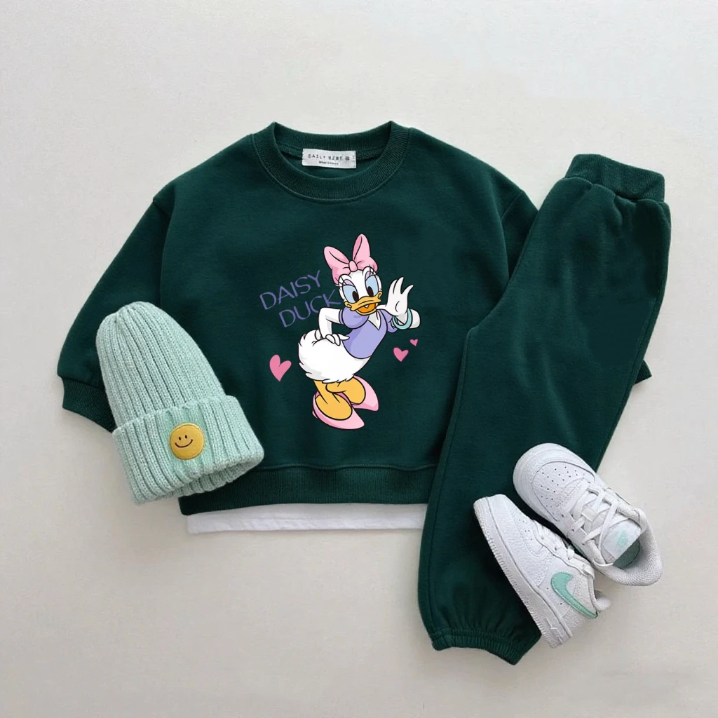 

Daisy Duck Hoodie Loose Pants Child New Fashion Costume Girls Clothing 0-6Year Old Long Sleeve Outfits Casual Loose Trousers