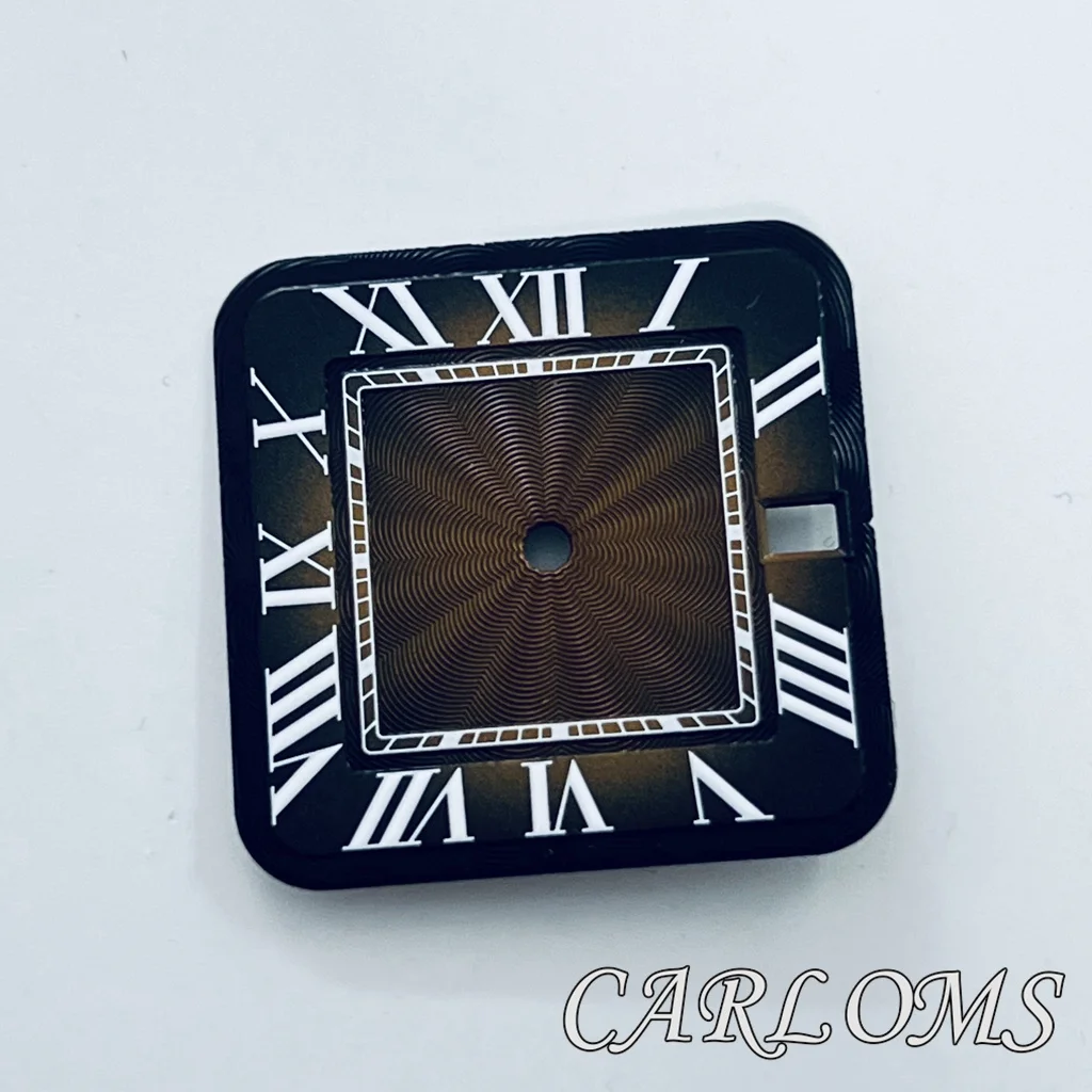 27mm NH35 Square Watch Dial Sun Pattern Watch Parts