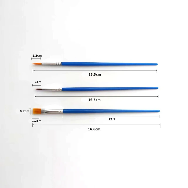 12pcs plastic rod digital oil painting brushes, nylon outlining brushes, flat head brushes, and special brushes for colorin