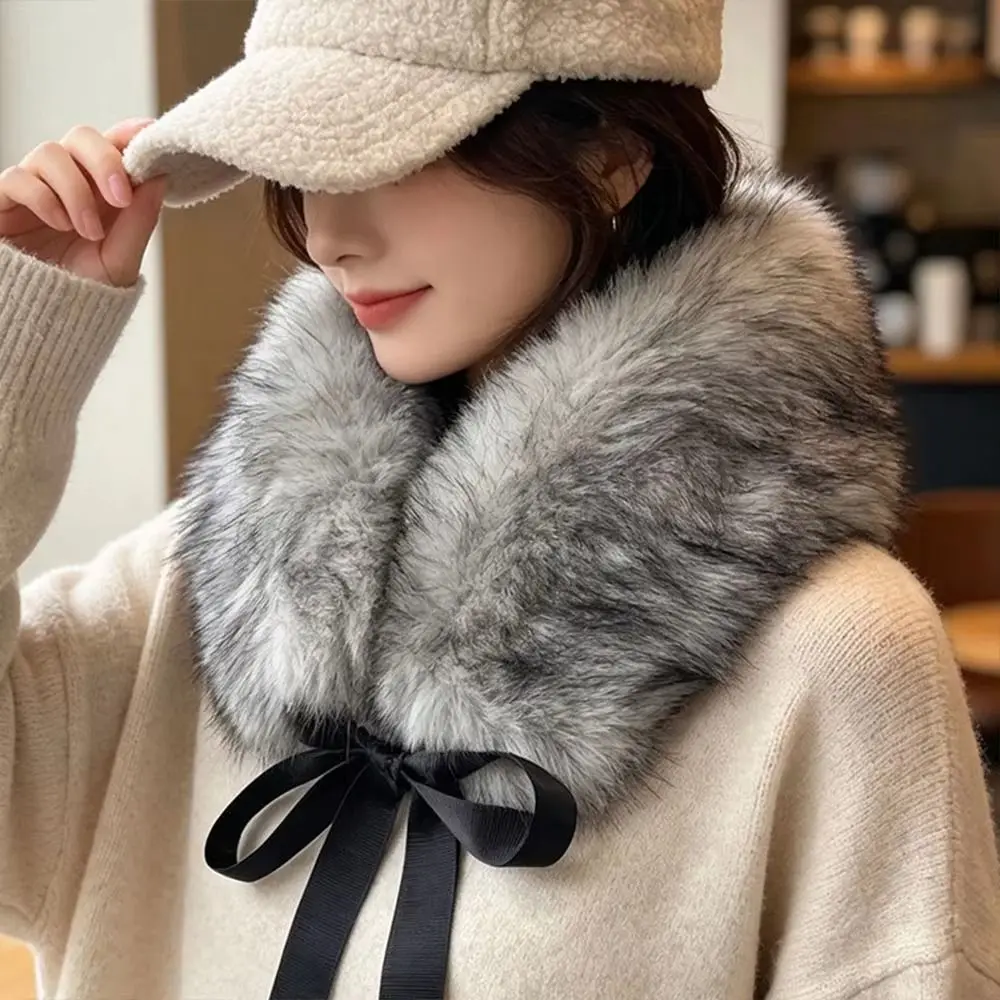 Elegant Thick Faux Fur Scarf Neck Warmer Warm Fluffy Collar Washable Thermal Insulation Winter Scarf Holiday Gifting