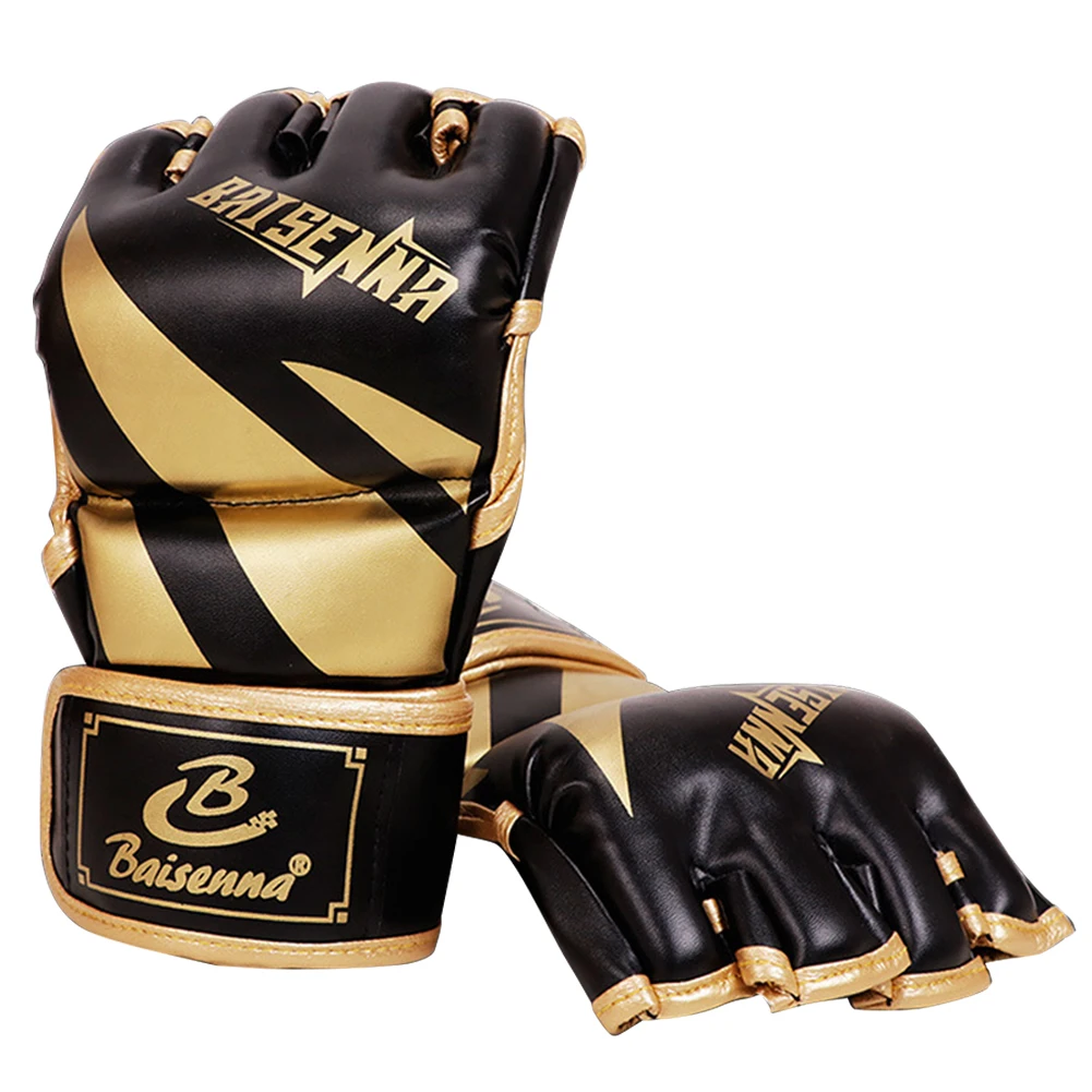 

Unisex MMA Gloves PU Leather 3cm Thickened Sandbag Training Gloves Wear Resistant Fingerless for Boxing Kickboxing Muay Thai MMA