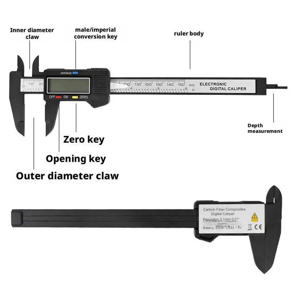 عالية الدقة الإلكترونية الرقمية الورنية الفرجار 0-150 مللي متر المنزل النجارة الفرجار الإلكترونية طالب الفجوة قياس الفرجار