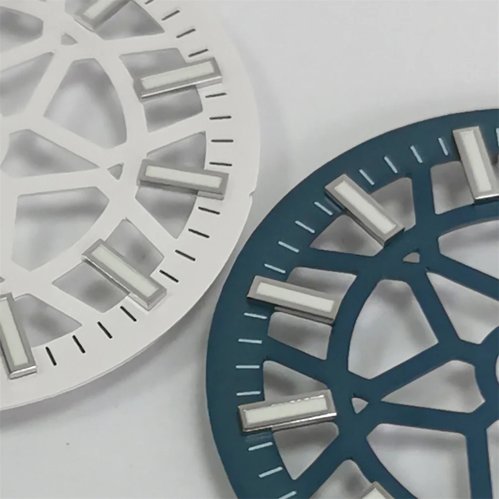 28.5mm Watch Dial, Without Luminous Hollow Dial NH35, for NH70 NH36 Movement 3D Nails Green Luminous Watch Faces Accessories