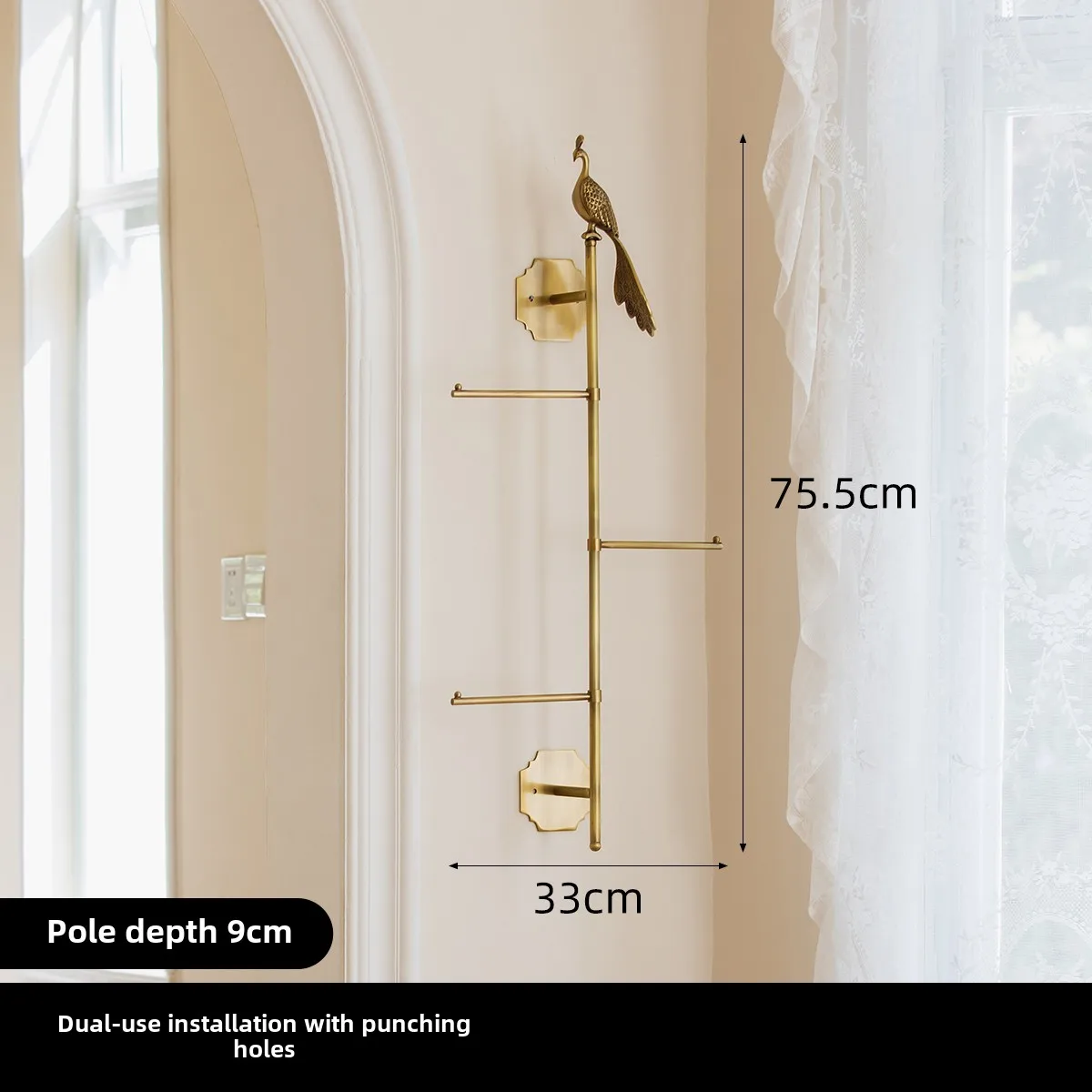 

Nordic home brass coat rack bedroom clothes hook