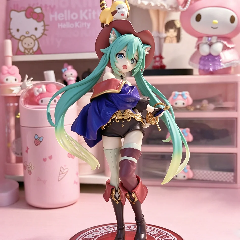 Vocaloid Hatsune Miku Wonderland Puss in Boots Figurine Anime Character PVC Model Desktop Display Collectible Toy