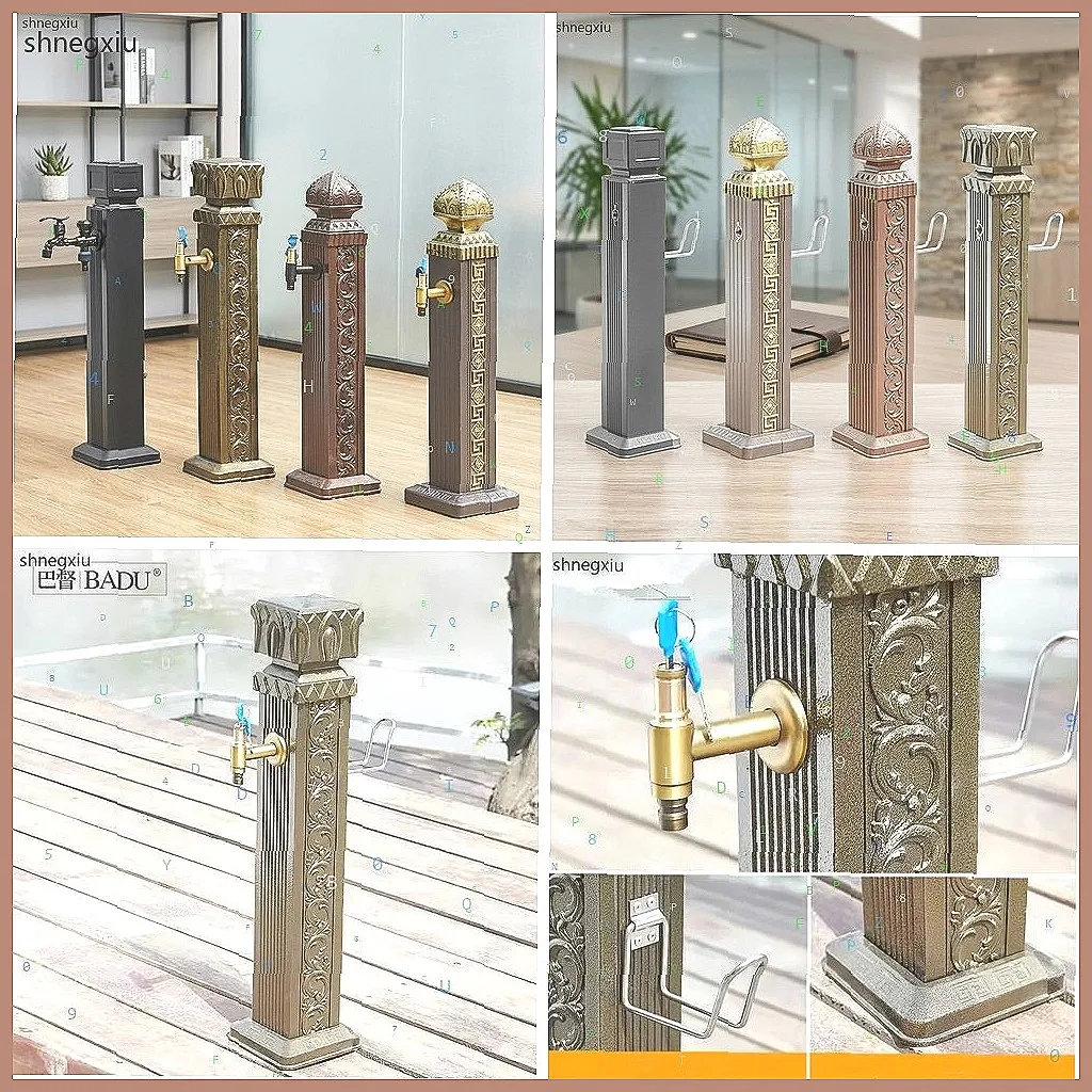 Antique Bronze Garden Faucet, Outdoor Column Tap Single Cold Water Mixer Stand