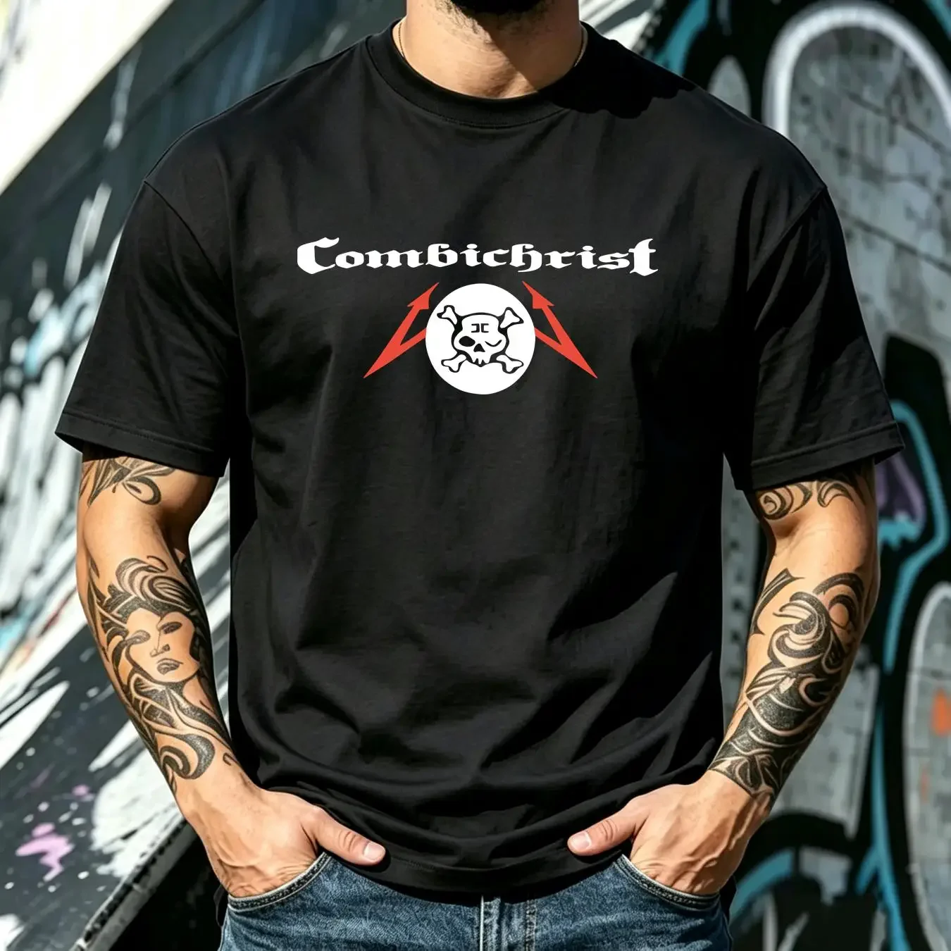 washed T Shirt Combichrist Get Your Body Beat Band Large pre owned long or short sleeves vintage Washed Soft Casual Breathable