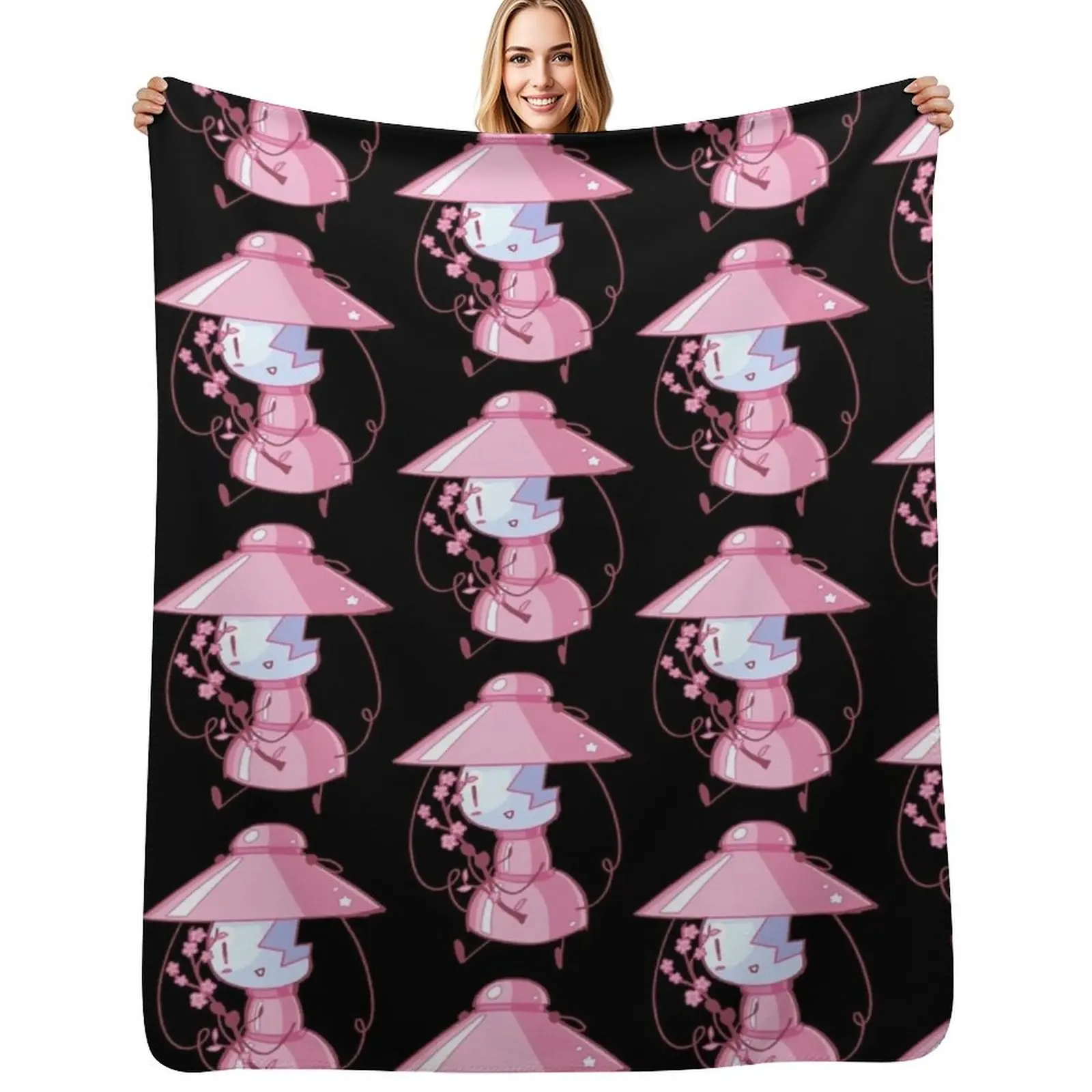 Sakura Pink Flower Airy Throw Blanket Flannel Fleece Soft Warm Throw Blanket