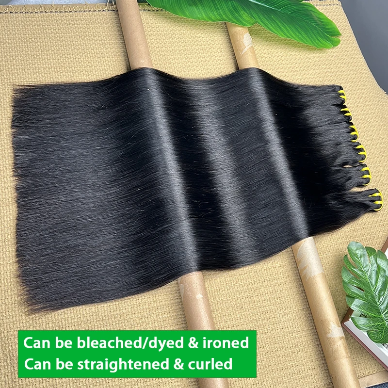 36 بوصة العظام مستقيم 100% حزم الشعر البشري غير المجهزة الخام عذراء وصلات شعر حزم علوية لحمة مزدوجة أسود طبيعي # 1ب