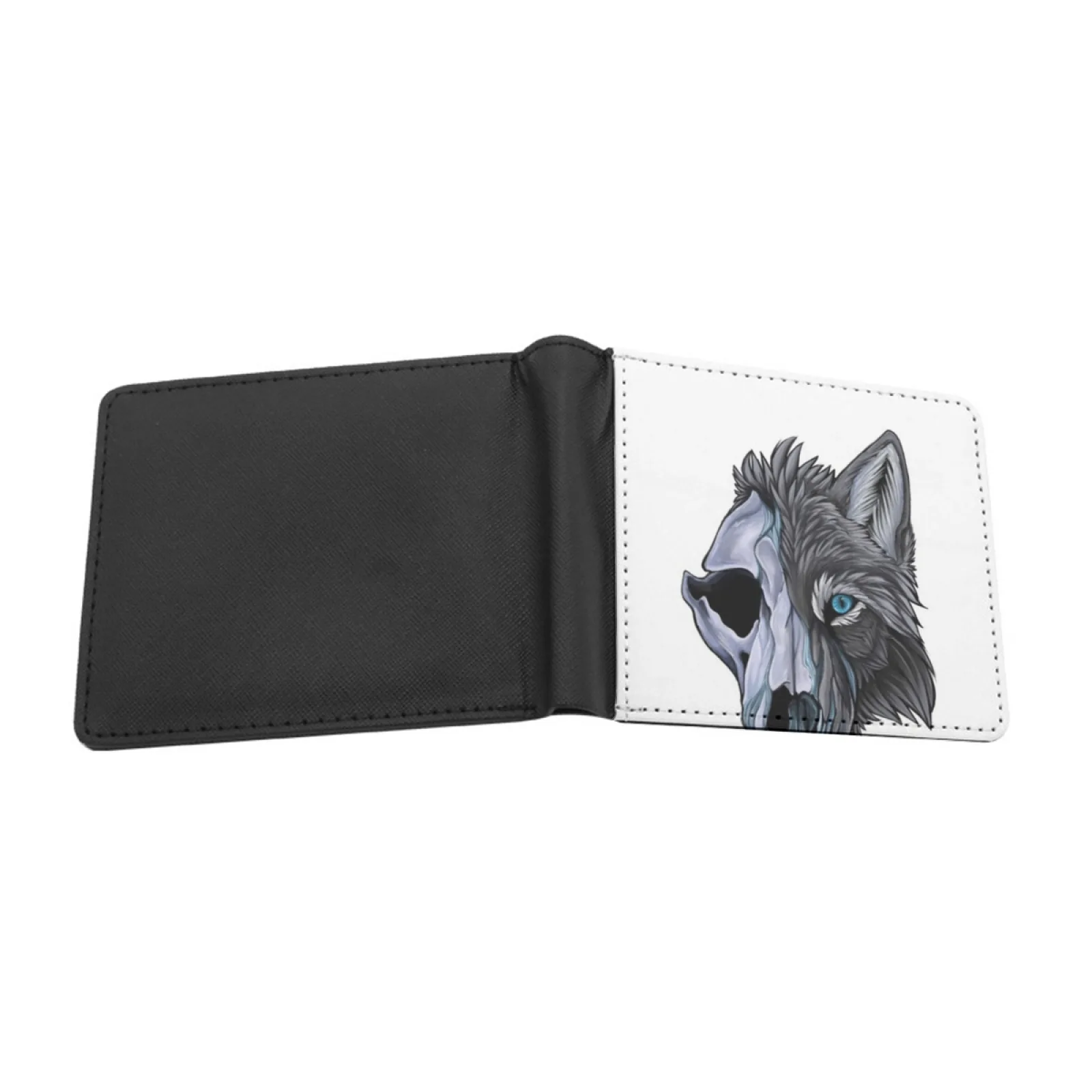 Frost Ghoul Hound Leather Men Wallets Credit Card Holder Purse Black Wallet Dog Wolf Hell Hound Fairy Tale Grimm Tales Monster