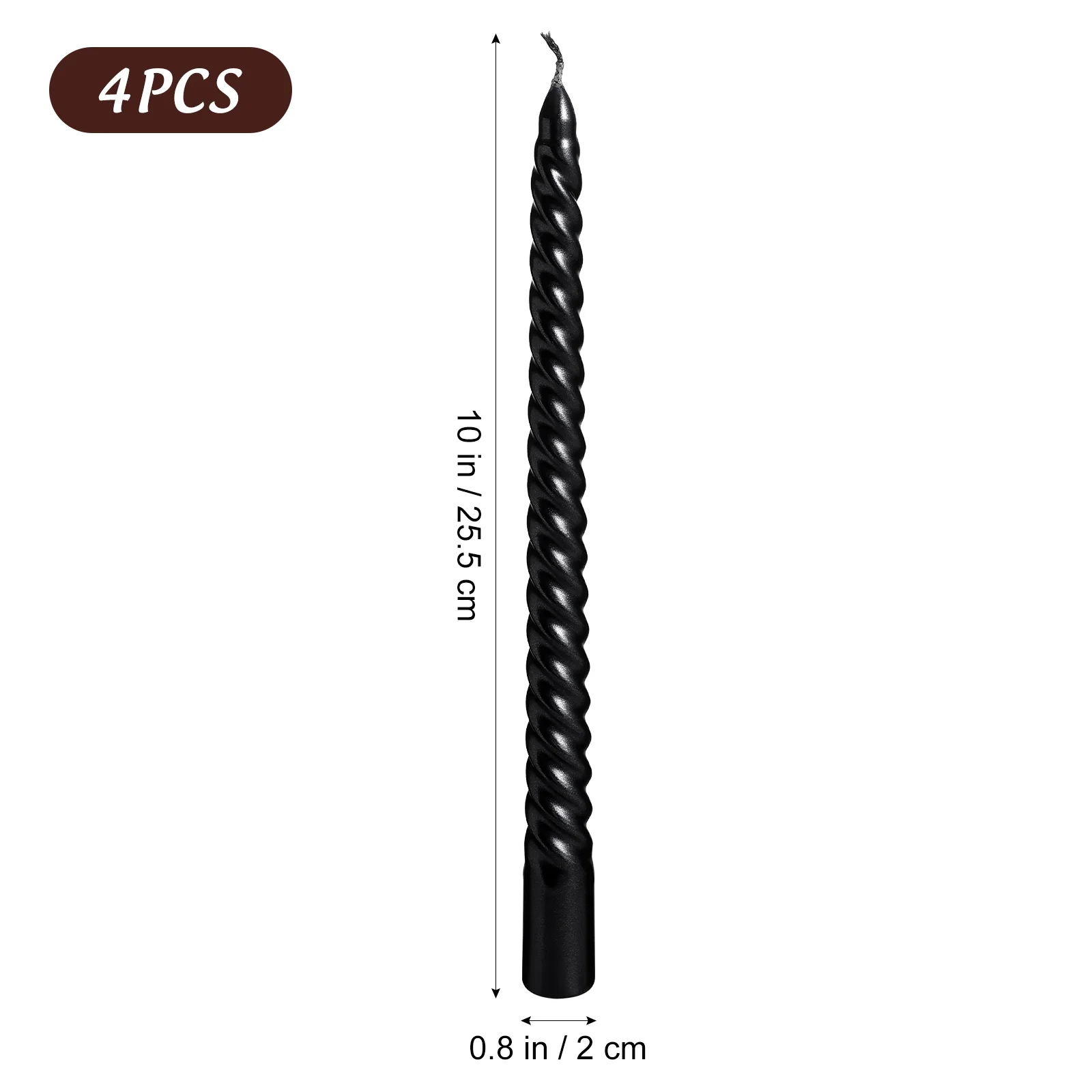 4 Pcs Black Candles Threaded Long Stem Lighting Smokeless Taper Pole Unscented Table Decorative