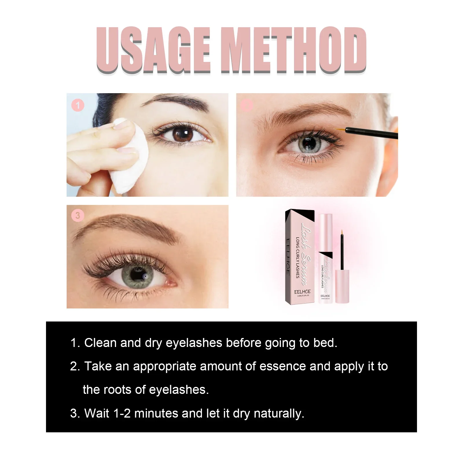 3pcs Eyelash Long Eyebrow Natural Slender Curling Mascara Liquid Lenghtening Waterproof Lasting No Trace Thick Slender Mascara