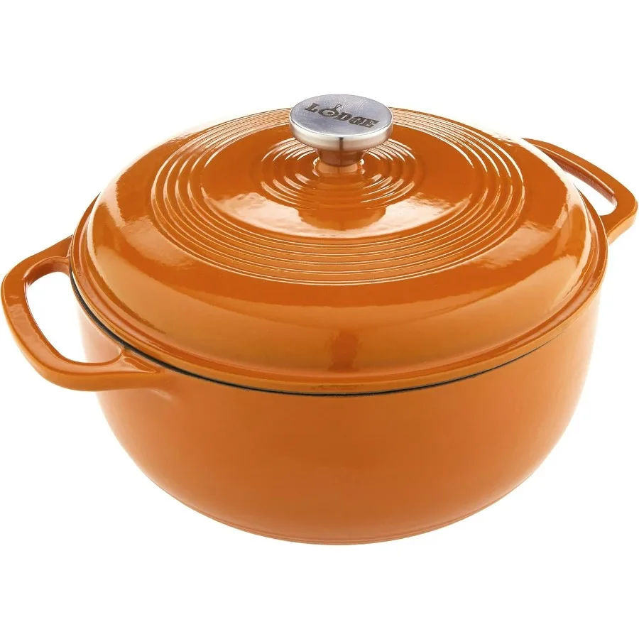 

6 Quart Enameled Cast Iron Dutch Oven with Lid – Dual Handles – Oven Safe up to 500° F or on Stovetop - Use to Marinate, Cook, B
