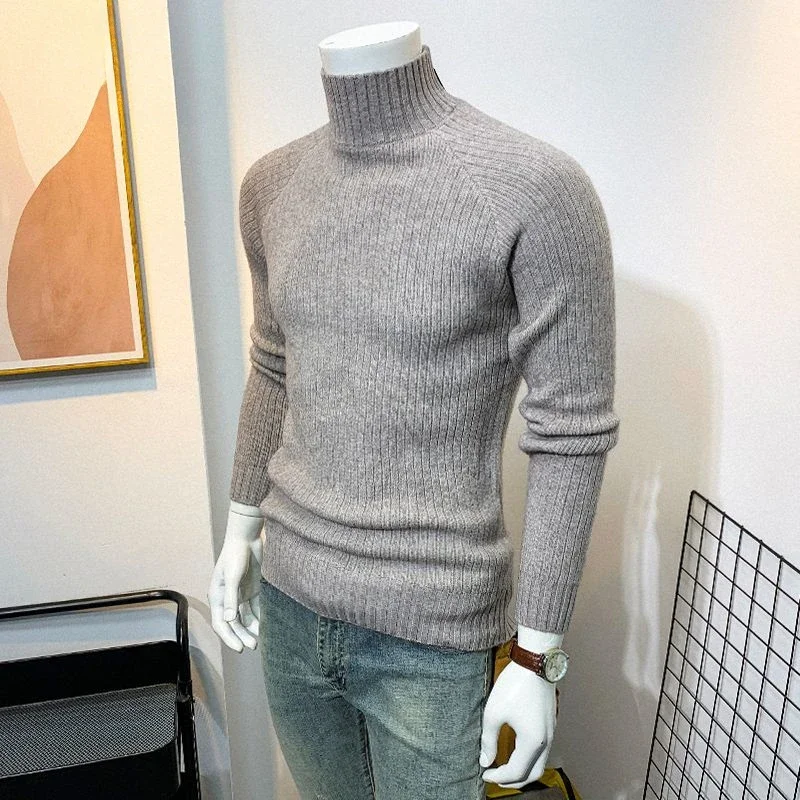 Knitwear Black High Quality Thick Korean Style Casual Knitted Sweaters for Men Fashion Woven Designer Aesthetic Top Pullover Man