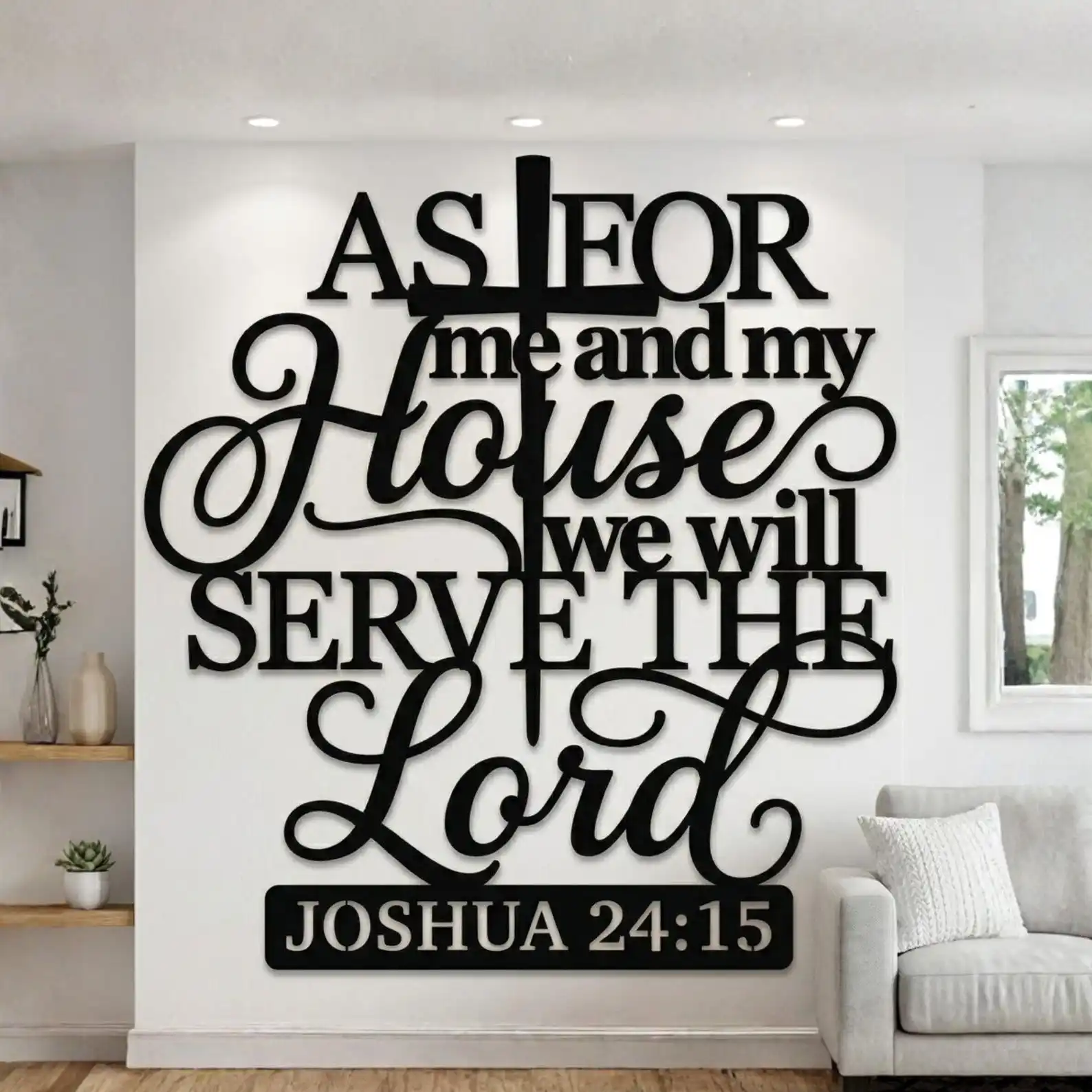 CIFbuy Iron Wall Art Joshua 24:15 Metal Sign Faith Christian Religious Home Hanging Decor