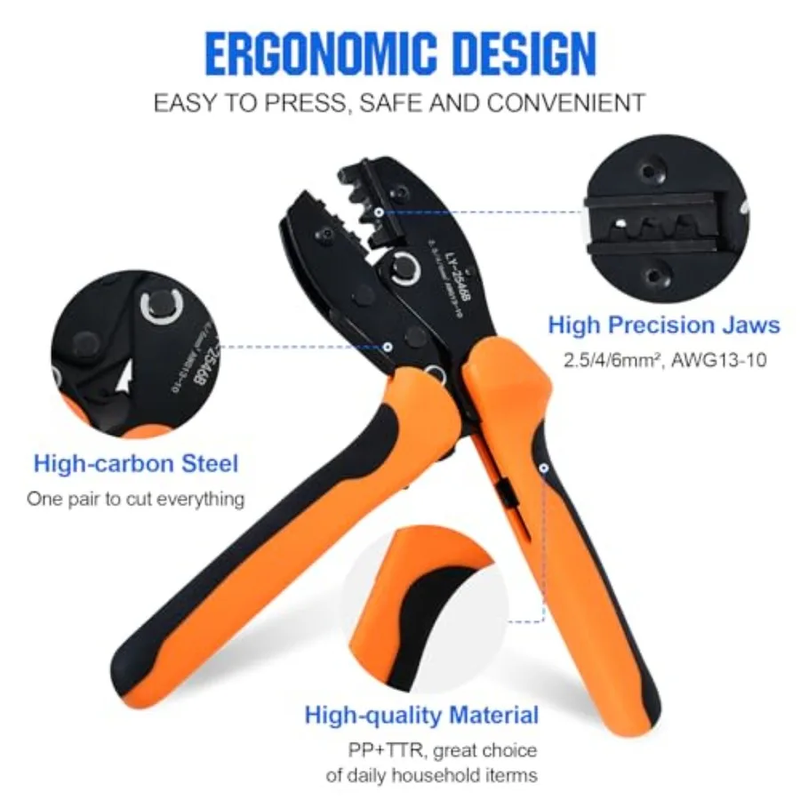 Solar Crimper Tool Kit 13 PCS Solar Tools - a Crimper, 10 Pairs of Solar Connectors, 2 Pairs of Solar Connector Spanner Wrench