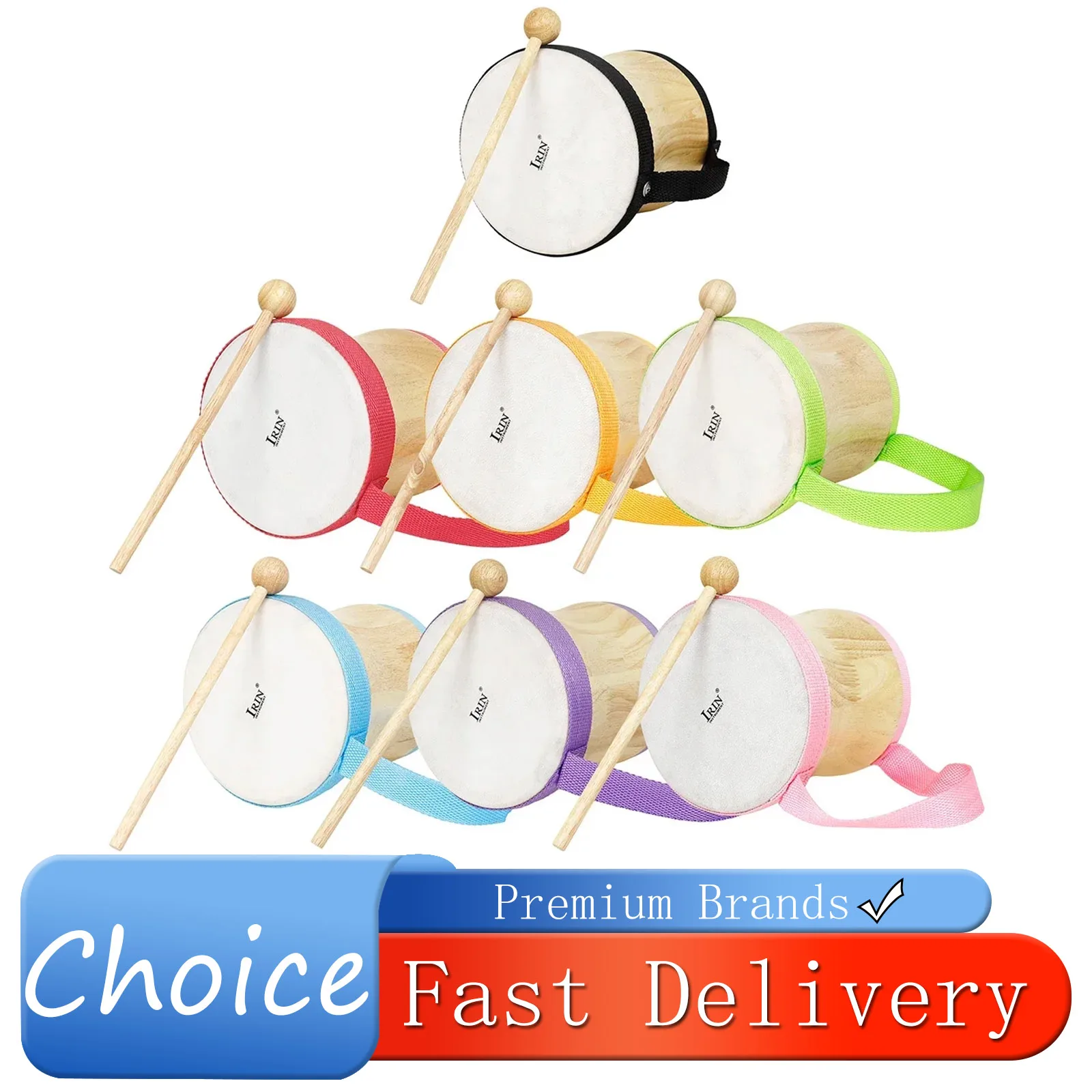 Baterías indias, tambores portátiles de madera, tapas de tambor de piel de oveja, instrumentos de percusión Orff, resistentes al desgaste con baquetas, regalos para niños