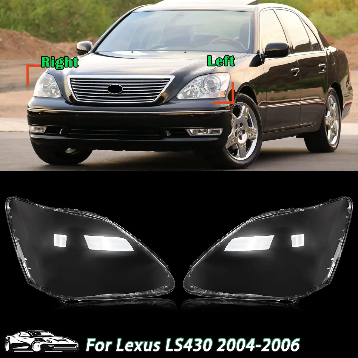 MAGICKIT 1 Pair of Headlight Cover Left + Right For Lexus LS430 2004-2006 headlight lens Shell car acessorios tools