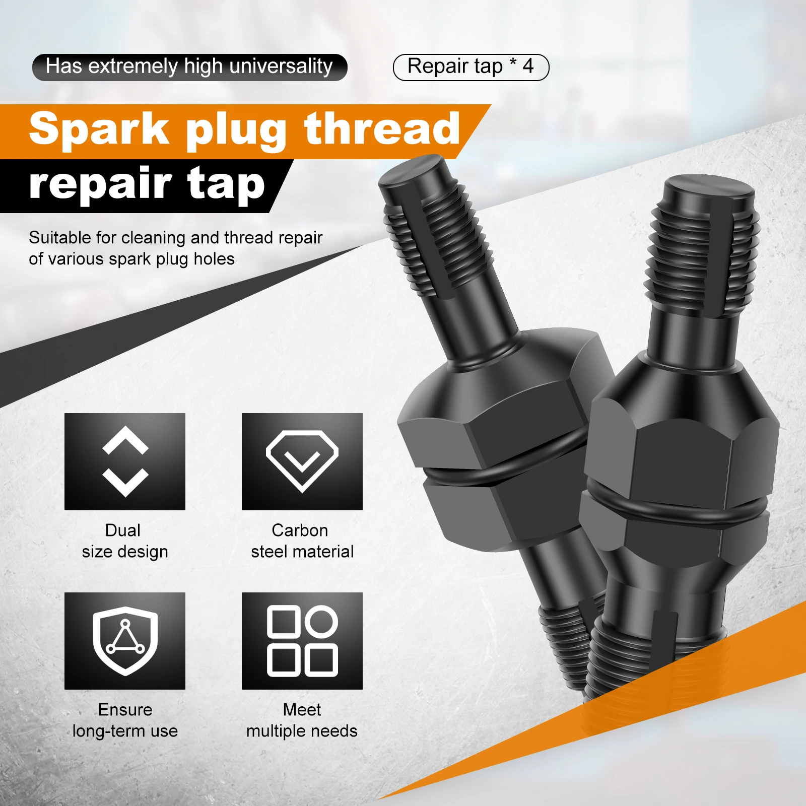 4Pcs Spark Plug Thread Chaser Tool Carbon Steel with 13/16