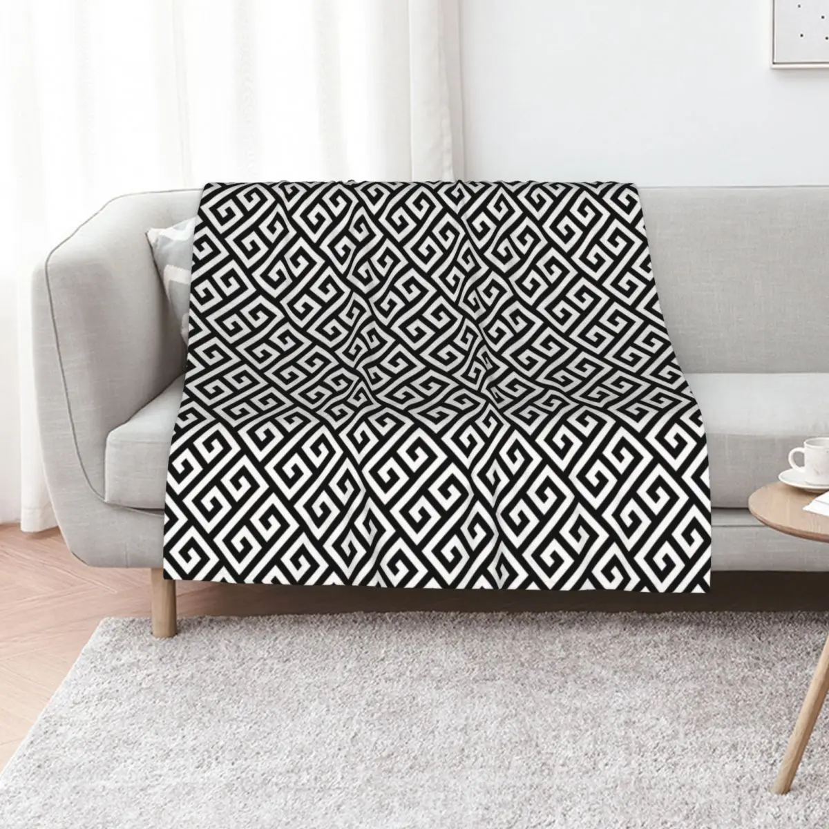 black and white pattern,Famous Greek Key pattern - Greek fret design Throw Blanket Sofas Personalized Gift sofa bed Blankets