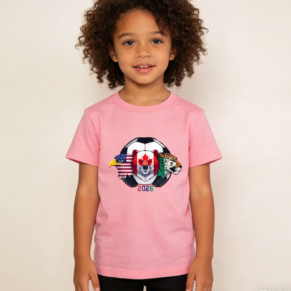 American Eagle Canadian Bear Mexican Jaguar Soccer Graphic T Shirt Kids Cotton Short Sleeve 2026 Soccer Casual Everyday Outfit