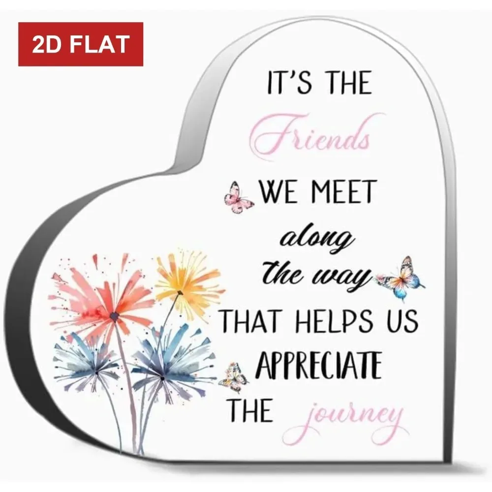 CIFBUY Acrylic Desk Sign Colorful Daisy Butterfly Always There Friend Saying Watercolor Art Home Office Decor Irregular Shape Gi