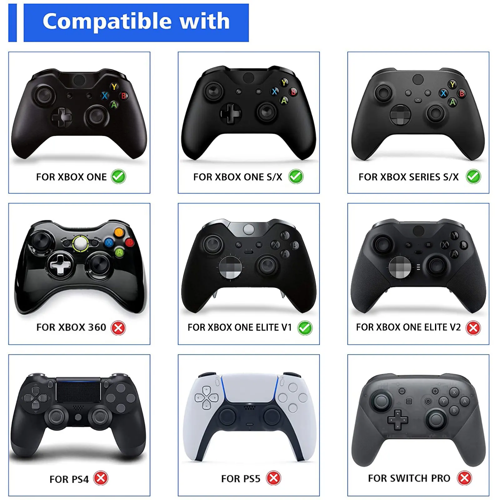eXtremeRate Custom Metal Thumbsticks Analog Stick Joystick Buttons for Xbox Core Wireless Controller, for Xbox One S/X/Elite