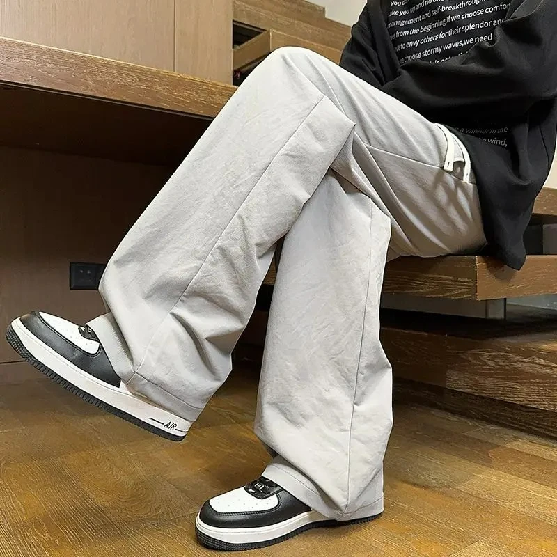 Herren Herbst-Winter Sporthose Gerade Jogginghose Herren Locker Sitzende Vielseitige Hose Modische Kordelzug Weite Beine Freizeithose