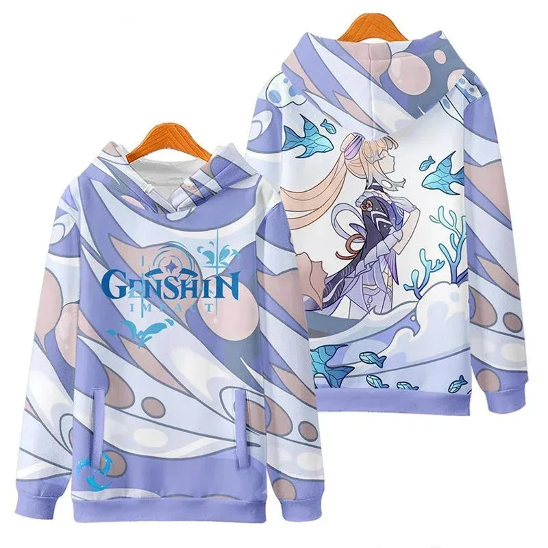 لعبة Genshin Impact sangonomiya kokomi هوديس ثلاثية الأبعاد طباعة أنيمي البلوز الرجال النساء معطف طويل الأكمام Harajuku Y2K هوديي