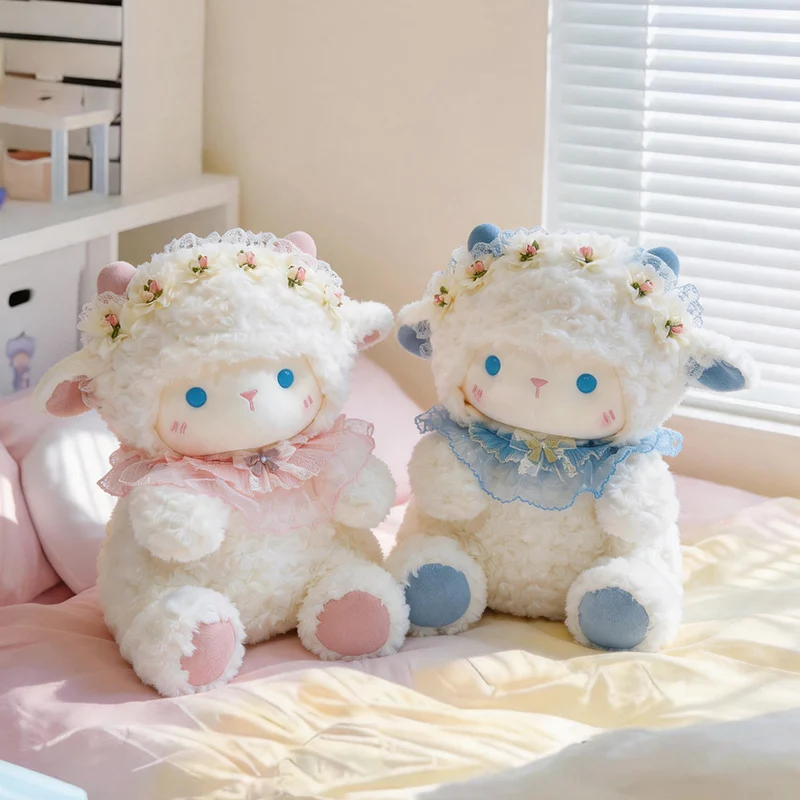 

Lolita Angel Lamb Plush Toy Cute Little Sheep Girl Sofa Back Cushion Soft Pillow Comfort Companion Doll for Room Decor Gift