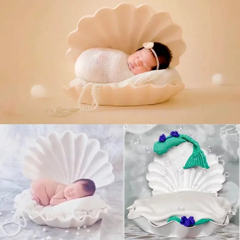 Newborn Photography Props Iron Shell Bed Pearl Mermaid Butterfly Pillow Blanket Baby Costume Baby Photo Props Studio Accessories