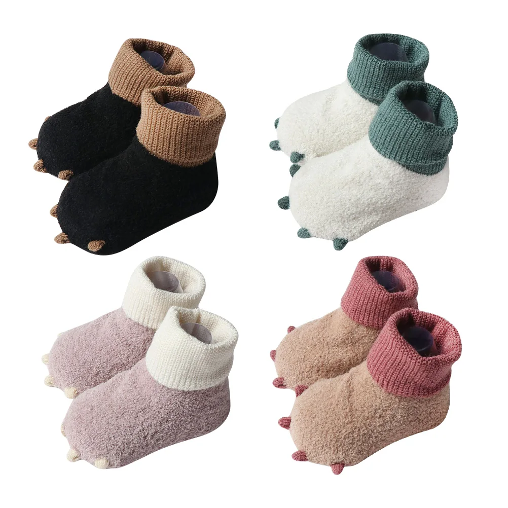 

1Pair Baby Winter Socks Warm Non-Slip Design for Infant White L 11cm Sole Stocking Long Cute Color Fine Workmanship Everyday