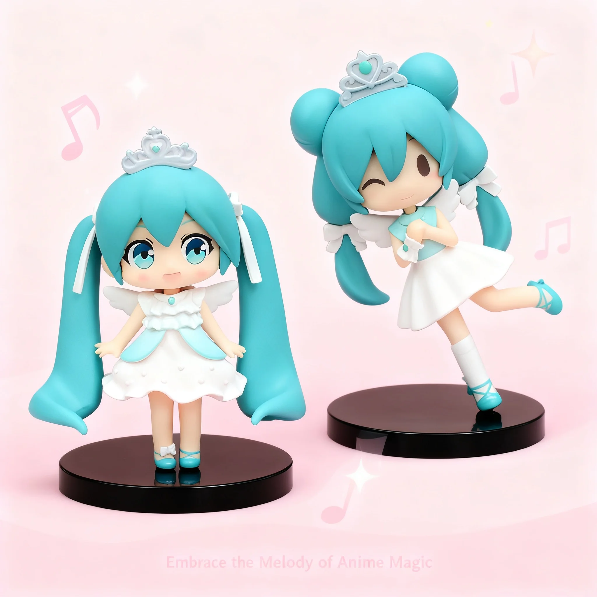 

Коллекционная фигурка Hatsune Miku: Ангел-принцесса Q-версии с бисерными глазами, милая аниме-девочка для декора, кавайная коллекционная модель