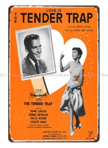 bedroom decorating ideas Love Is The Tender Trap sheet music metal tin sign