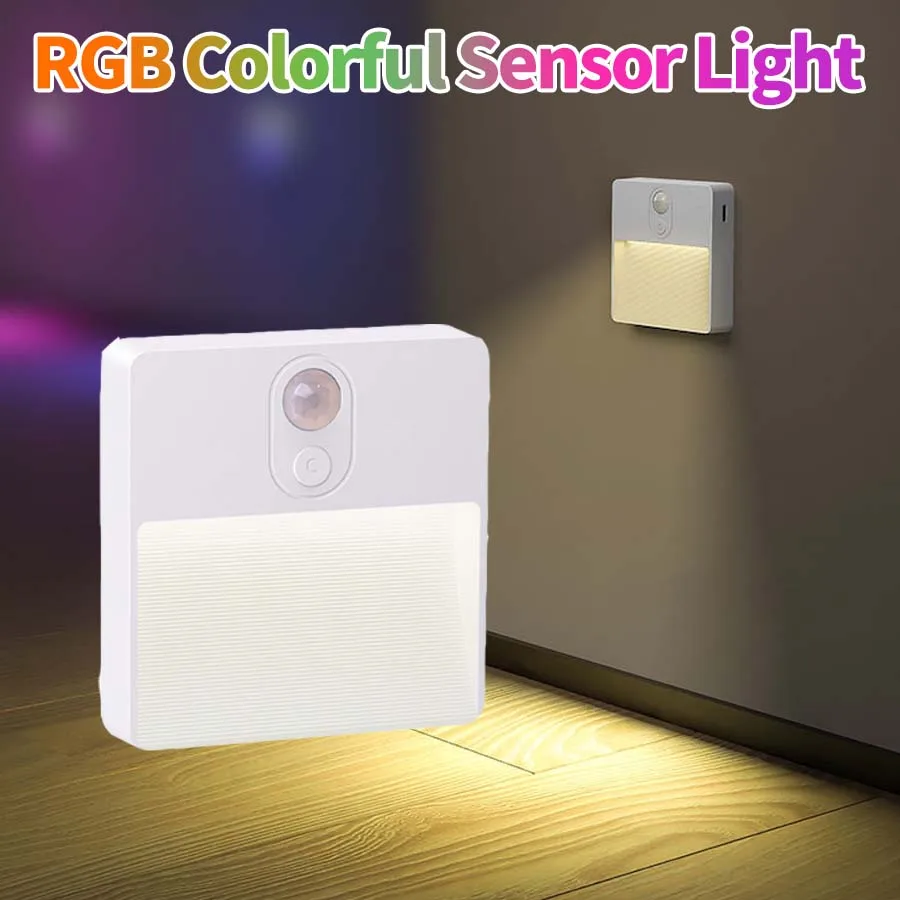 

Rechargeable LED Night Light Motion Sensor Square Wall Lamp Cabinet Light Kitchen Bedroom Closet Hallway Stairs Night Lamp