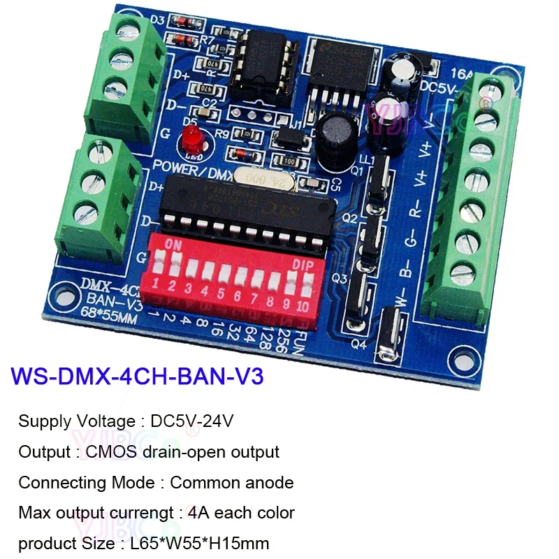 Imagem -04 - Decodificador Dmx512 3ch 4ch 6ch Canal Rgb Rgbw Led Dmx512 Controlador Placa Dmx Decodificador para Luzes Led Lâmpada 5v 24v