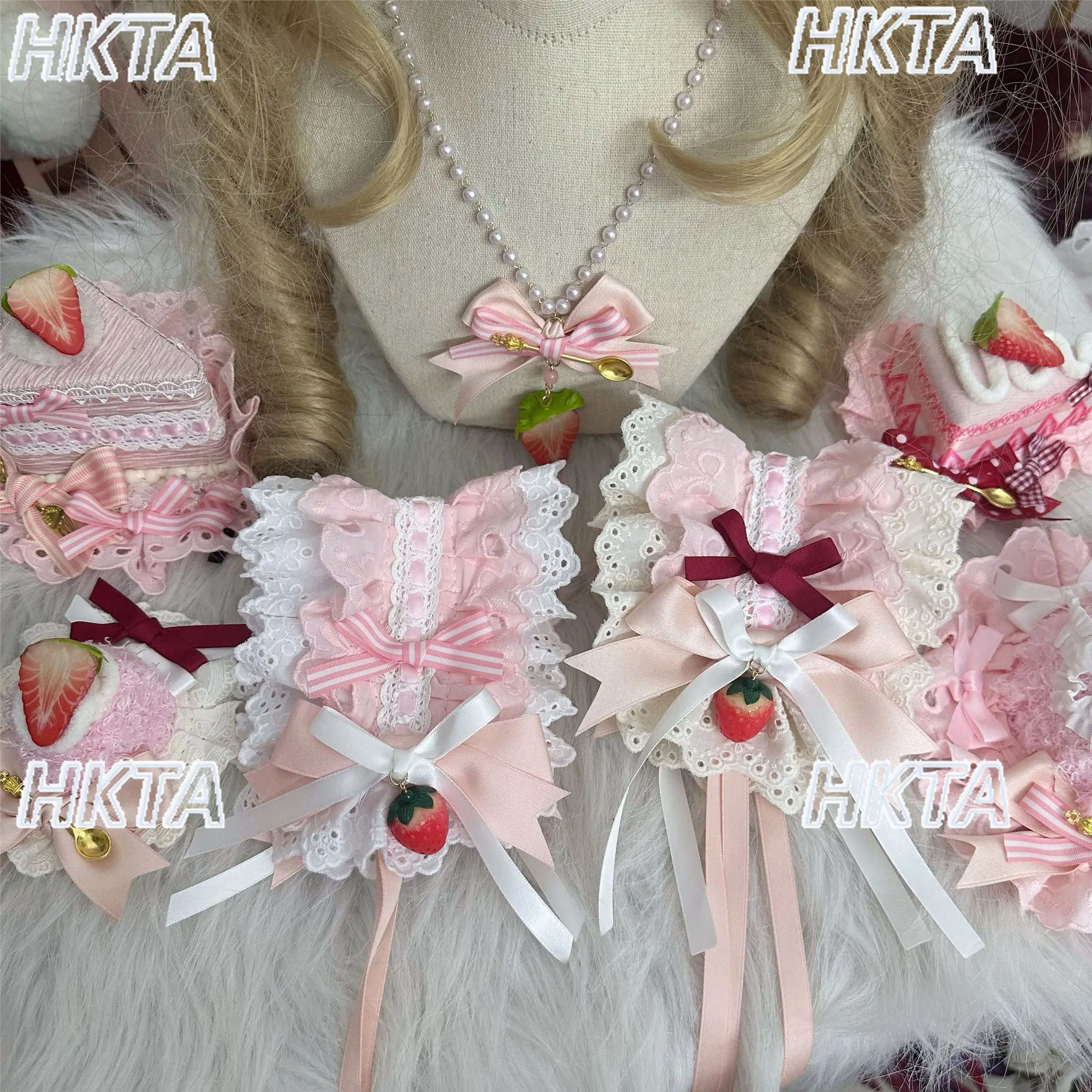 الأصلي اليدوية لوليتا كليب لطيف الفراولة كعكة القبعات كريم لوليتا الحلو نمط اليدوية هيرباند قبعة صغيرة إكسسوارات الشعر