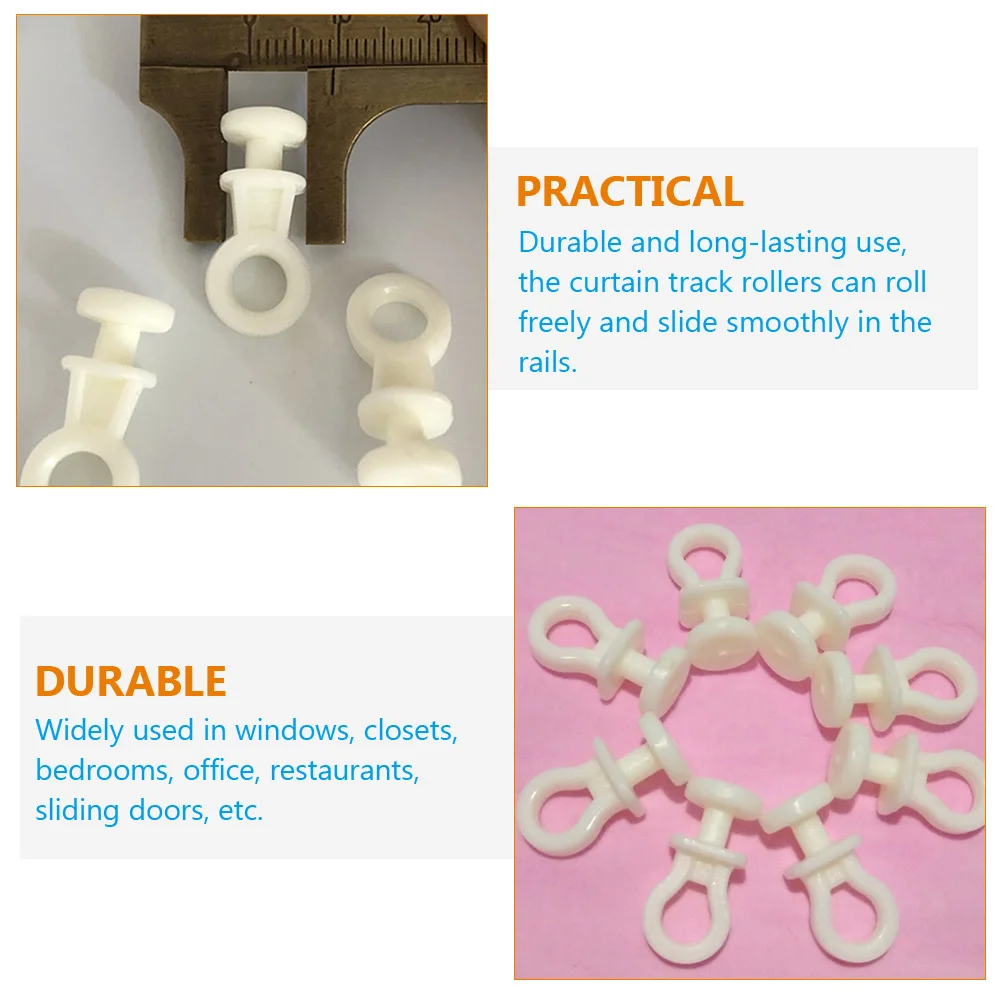 

100Pcs Curtain Track Rollers Nano Silent Wheel Heavy Duty Rust Resistant Sliding Gliders for Windows Bedrooms Restaurants Office