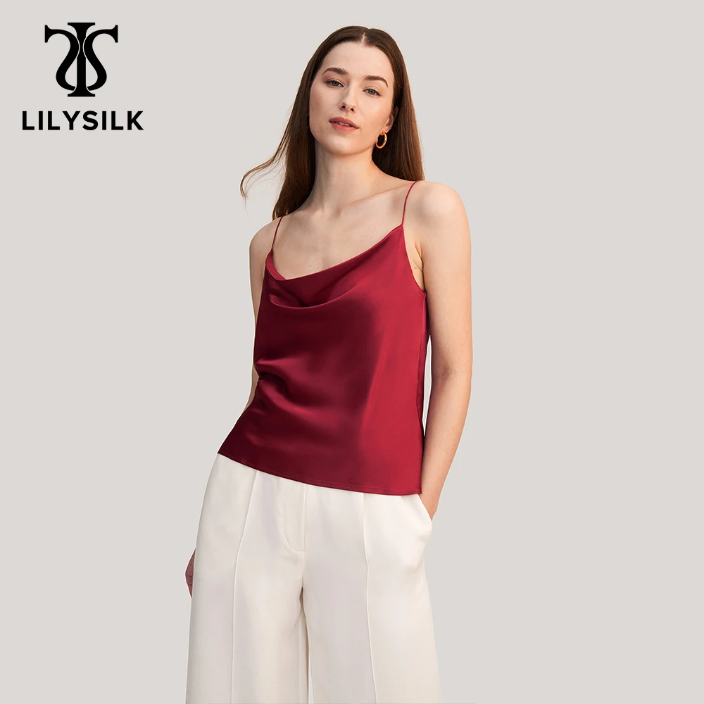 

LILYSILK 22 Momme Silk Cowl Neck Camisole Elegant Women Soft NEW Free Shipping