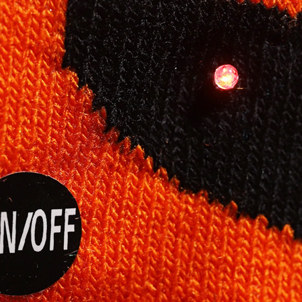 Pumpkin Pattern Halloween Lighting Hat Glowing Knitted Beanie Warm Comfortable One Size Fits Most Party Favor Gift Night Out