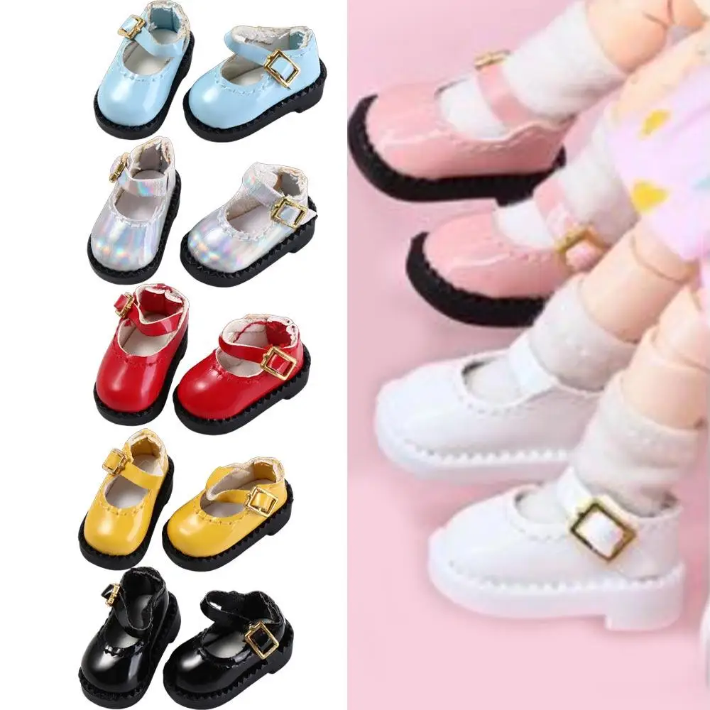 1Pair PU Cute Round Toe Shoes PU Leather Doll Sandals Mini 2.7*1.3cm 12 BJD Doll OB11 Princess Shoes Children Toys