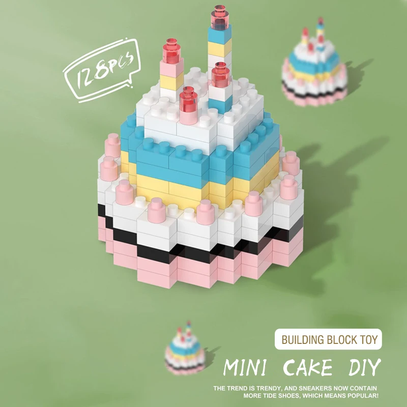Mini Creativity Dessert Building Blocks Bricks Cake Food Simulation Model Dessert Cute Table Decoration Model DIY Kids Toy Gift