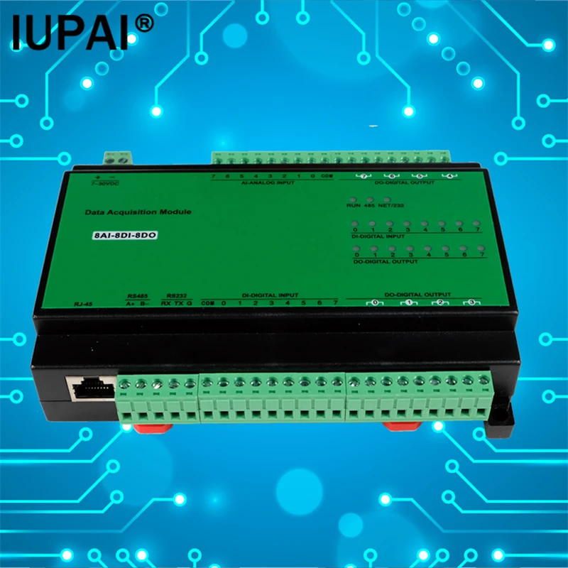 Módulo Ethernet 8AI-8DI-8DO 8AI8DI8DO entrada analógica salida de relé de entrada Digital Modbus TCP y controlador Industrial RTU
