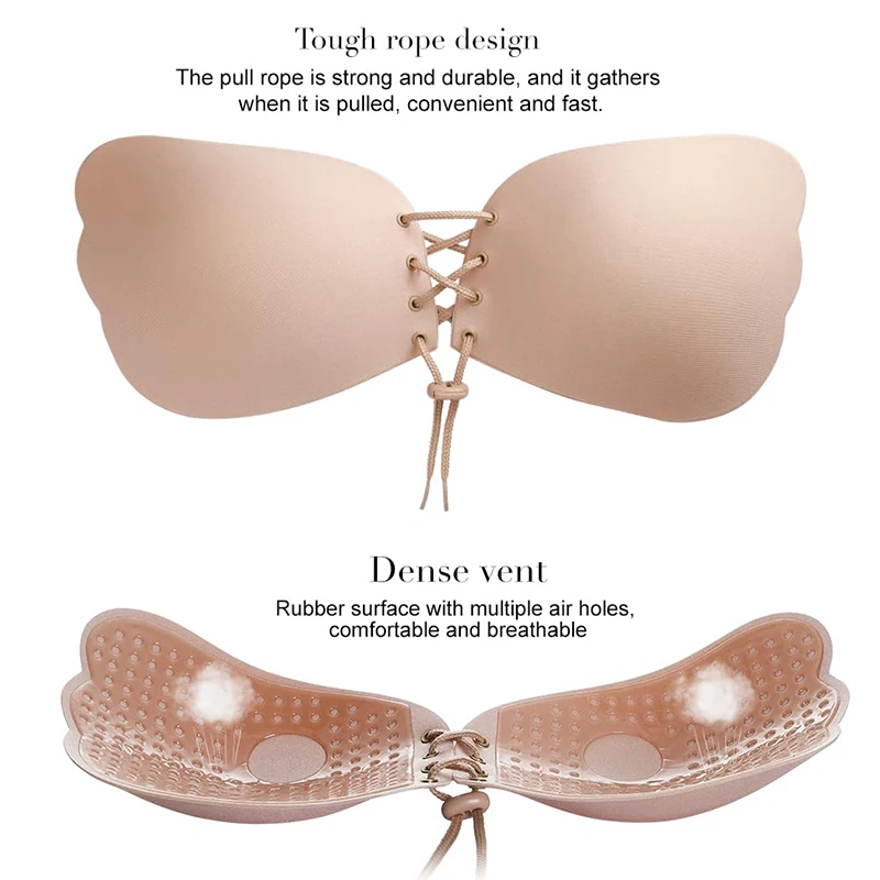 1/2 Pairs النساء الصيف عارية الذراعين حمالة الصدر رفع لاصق غير مرئية رفع حمالات الصدر حمالة عارية الذراعين لزجة رفع البرازيلي #2